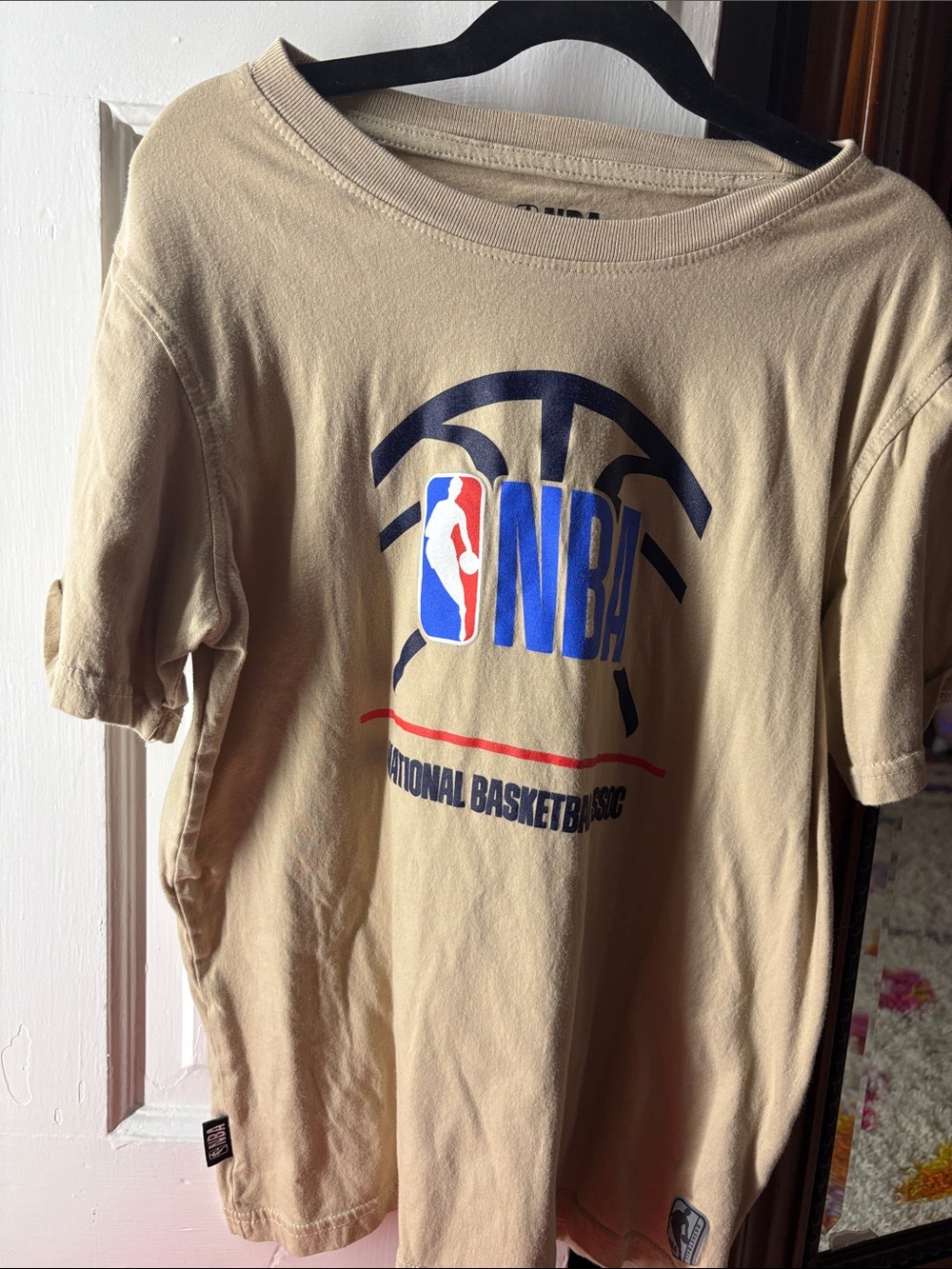 NBA Beige Graphic Short Sleeve Tee with Blue Logo